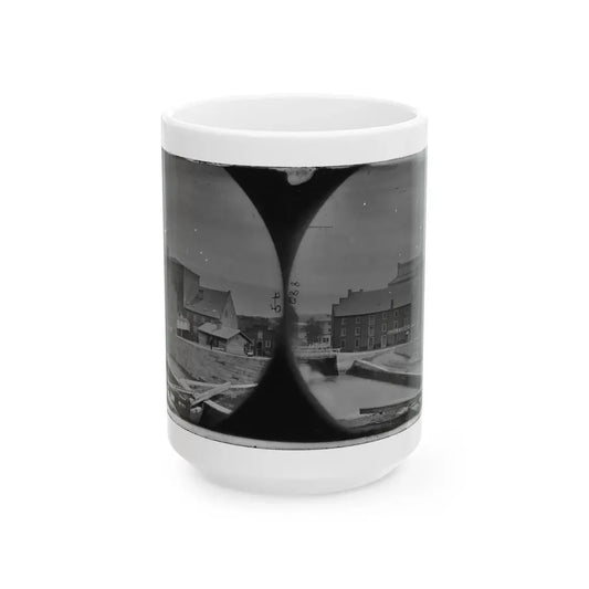 Richmond, Va. Haxall & Crenshaw's Flour Mill; Canal Lock In Foreground (U.S. Civil War) White Coffee Mug 15oz - Go Mug Yourself