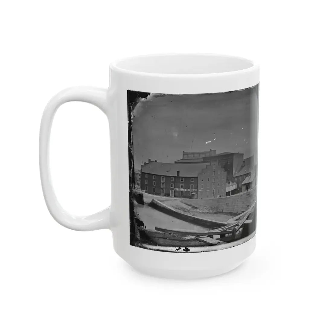 Richmond, Va. Haxall & Crenshaw's Flour Mill; Canal Lock In Foreground (U.S. Civil War) White Coffee Mug - Go Mug Yourself