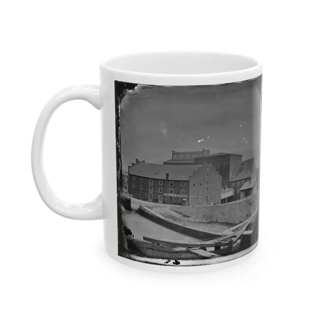 Richmond, Va. Haxall & Crenshaw's Flour Mill; Canal Lock In Foreground (U.S. Civil War) White Coffee Mug - Go Mug Yourself
