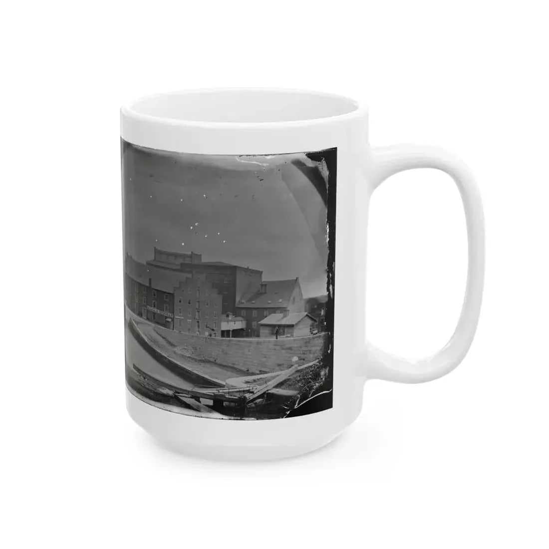 Richmond, Va. Haxall & Crenshaw's Flour Mill; Canal Lock In Foreground (U.S. Civil War) White Coffee Mug - Go Mug Yourself