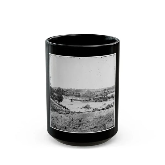 Richmond, Va. Railroad Bridge And Old Dominion Iron And Nail Works On Belle Isle (U.S. Civil War) Black Coffee Mug 15oz - Go Mug Yourself