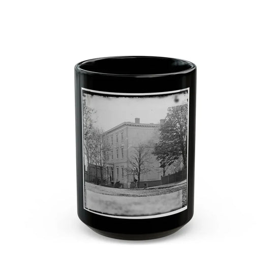 Richmond, Va. Residence Of Jefferson Davis (1201 East Clay Street); A Closer View (U.S. Civil War) Black Coffee Mug 15oz - Go Mug Yourself