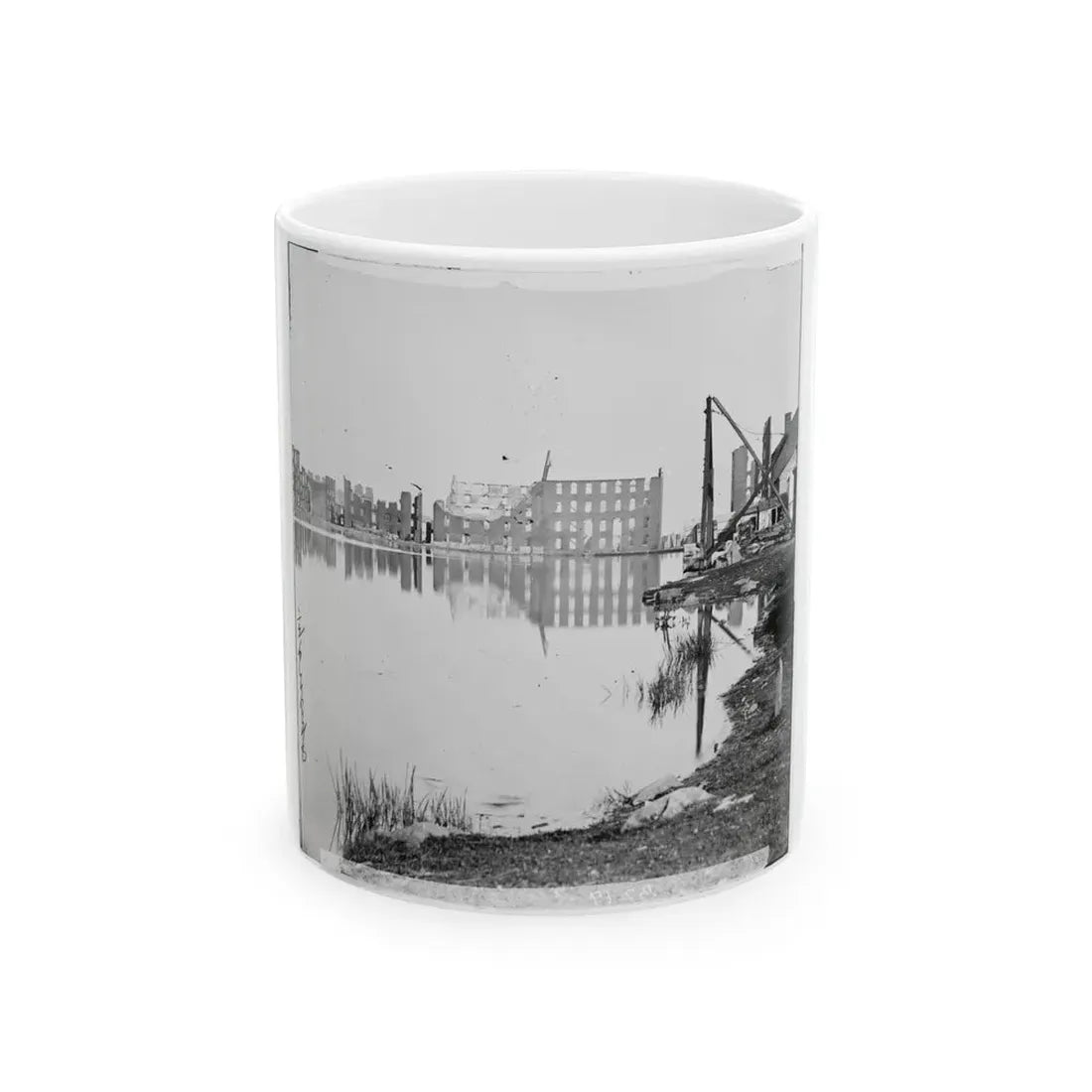 Richmond, Va. Ruined Buildings On Banks Of The Canal Basin (U.S. Civil War) White Coffee Mug 11oz - Go Mug Yourself