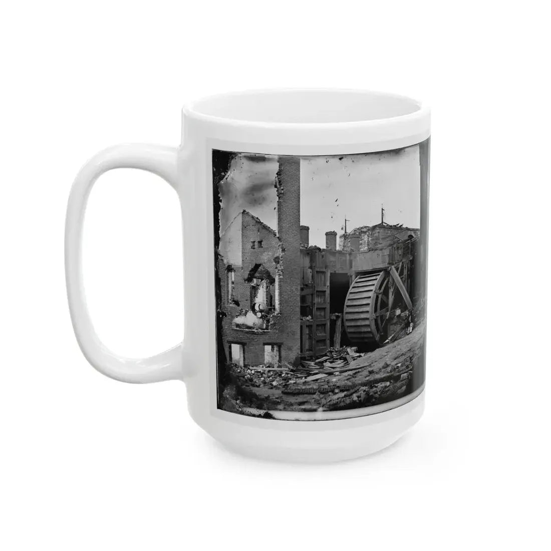 Richmond, Va. Ruins Of Paper Mill With Water-Wheel; Another View (U.S. Civil War) White Coffee Mug - Go Mug Yourself