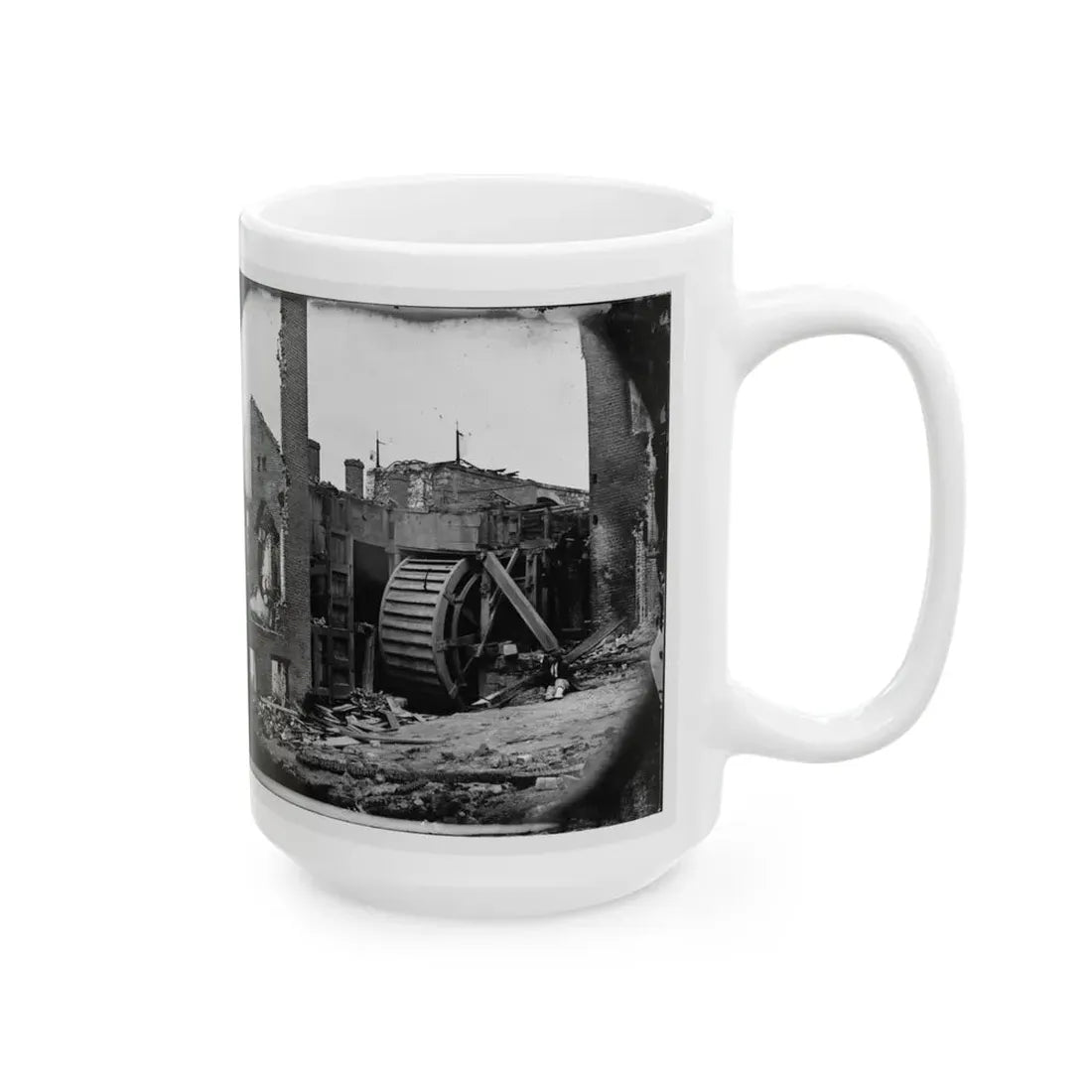 Richmond, Va. Ruins Of Paper Mill With Water-Wheel; Another View (U.S. Civil War) White Coffee Mug - Go Mug Yourself
