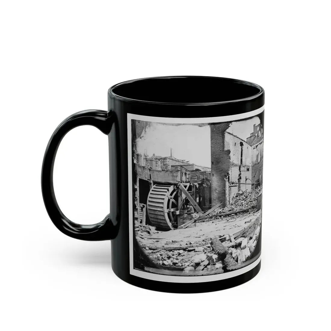 Richmond, Va. Ruins Of Paper Mill With Water-Wheel (U.S. Civil War) Black Coffee Mug - Go Mug Yourself