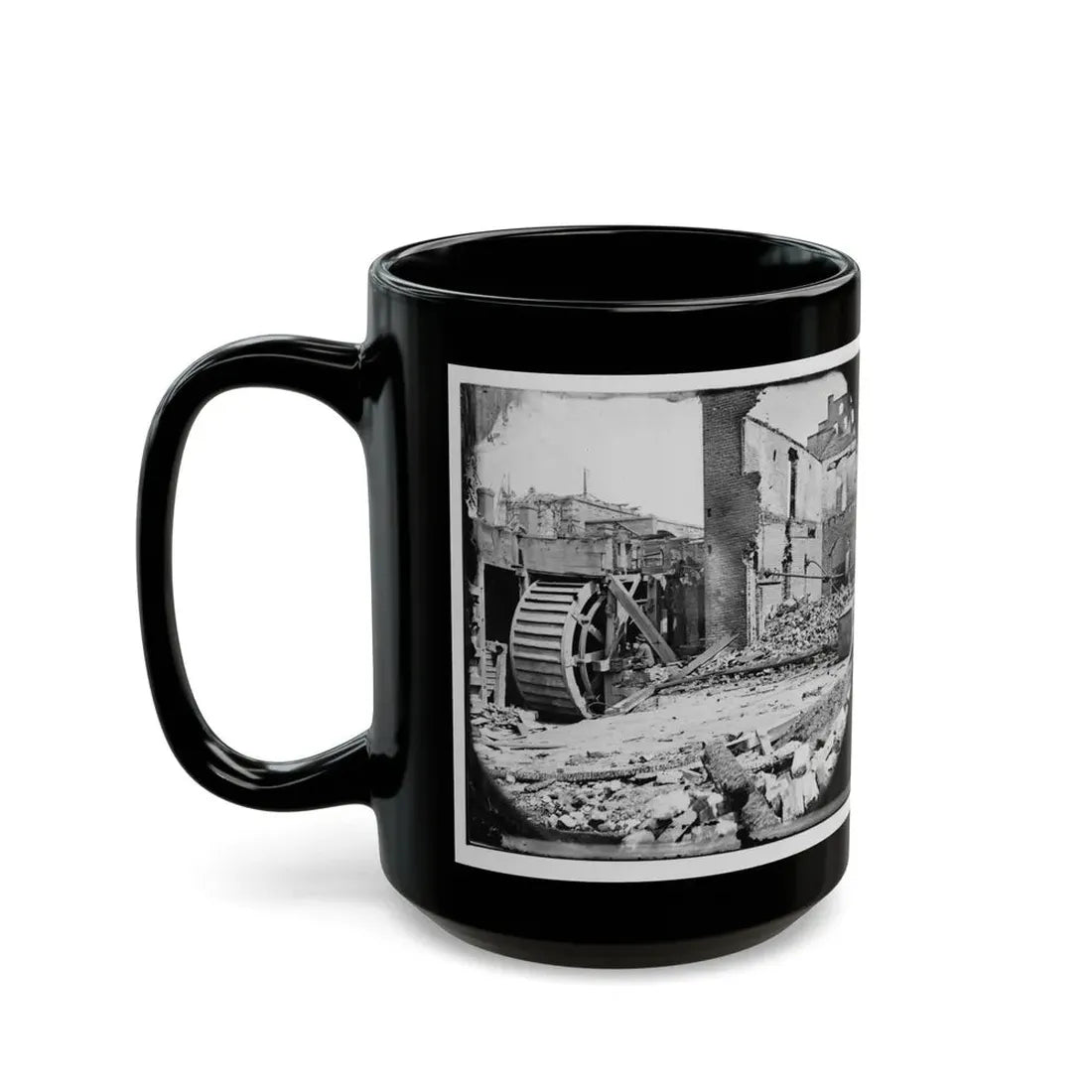 Richmond, Va. Ruins Of Paper Mill With Water-Wheel (U.S. Civil War) Black Coffee Mug - Go Mug Yourself