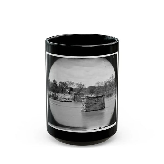 Richmond, Va. Ruins Of Richmond & Danville Railroad Bridge; The City Beyond (U.S. Civil War) Black Coffee Mug 15oz - Go Mug Yourself