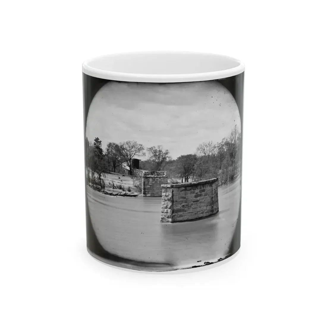 Richmond, Va. Ruins Of Richmond & Danville Railroad Bridge; The City Beyond (U.S. Civil War) White Coffee Mug 11oz - Go Mug Yourself