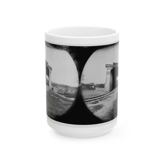 Richmond, Va. Ruins Of Richmond & Danville Railroad Bridge (U.S. Civil War) White Coffee Mug 15oz - Go Mug Yourself