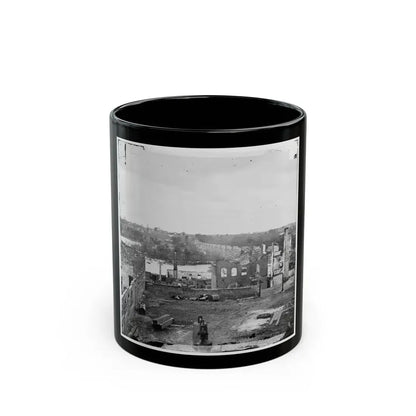 Richmond, Va. Ruins Of Richmond & Petersburg Railroad Bridge; South Bank Of The James Beyond (U.S. Civil War) Black Coffee Mug 11oz - Go Mug Yourself
