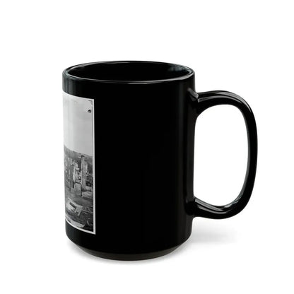 Richmond, Va. Ruins Of Richmond & Petersburg Railroad Bridge; South Bank Of The James Beyond (U.S. Civil War) Black Coffee Mug - Go Mug Yourself
