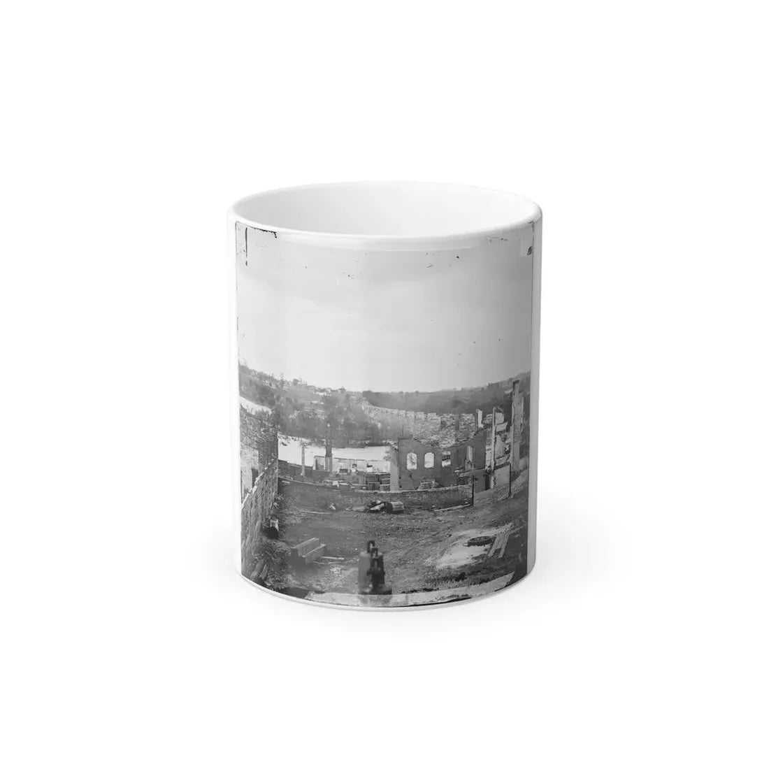 Richmond, Va. Ruins of Richmond & Petersburg Railroad Bridge; South Bank of the James Beyond (U.S. Civil War) Color Changing Coffee Mug 11oz Default Title 11oz - Go Mug Yourself