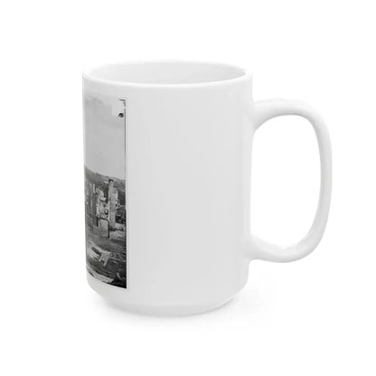 Richmond, Va. Ruins Of Richmond & Petersburg Railroad Bridge; South Bank Of The James Beyond (U.S. Civil War) White Coffee Mug - Go Mug Yourself