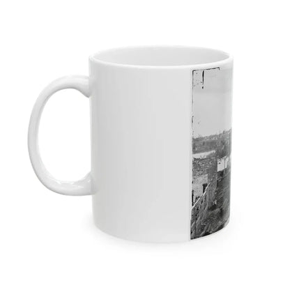 Richmond, Va. Ruins Of Richmond & Petersburg Railroad Bridge; South Bank Of The James Beyond (U.S. Civil War) White Coffee Mug - Go Mug Yourself