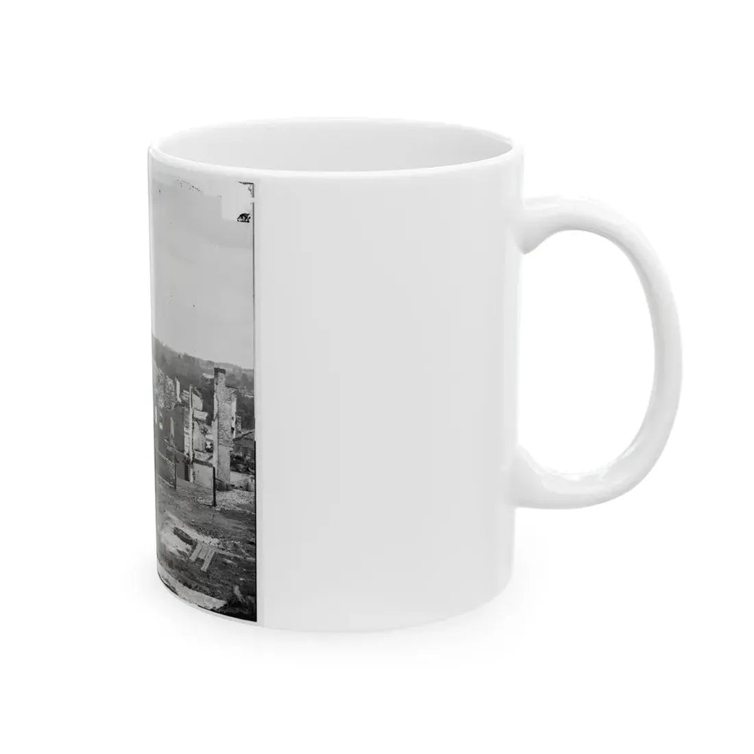 Richmond, Va. Ruins Of Richmond & Petersburg Railroad Bridge; South Bank Of The James Beyond (U.S. Civil War) White Coffee Mug - Go Mug Yourself