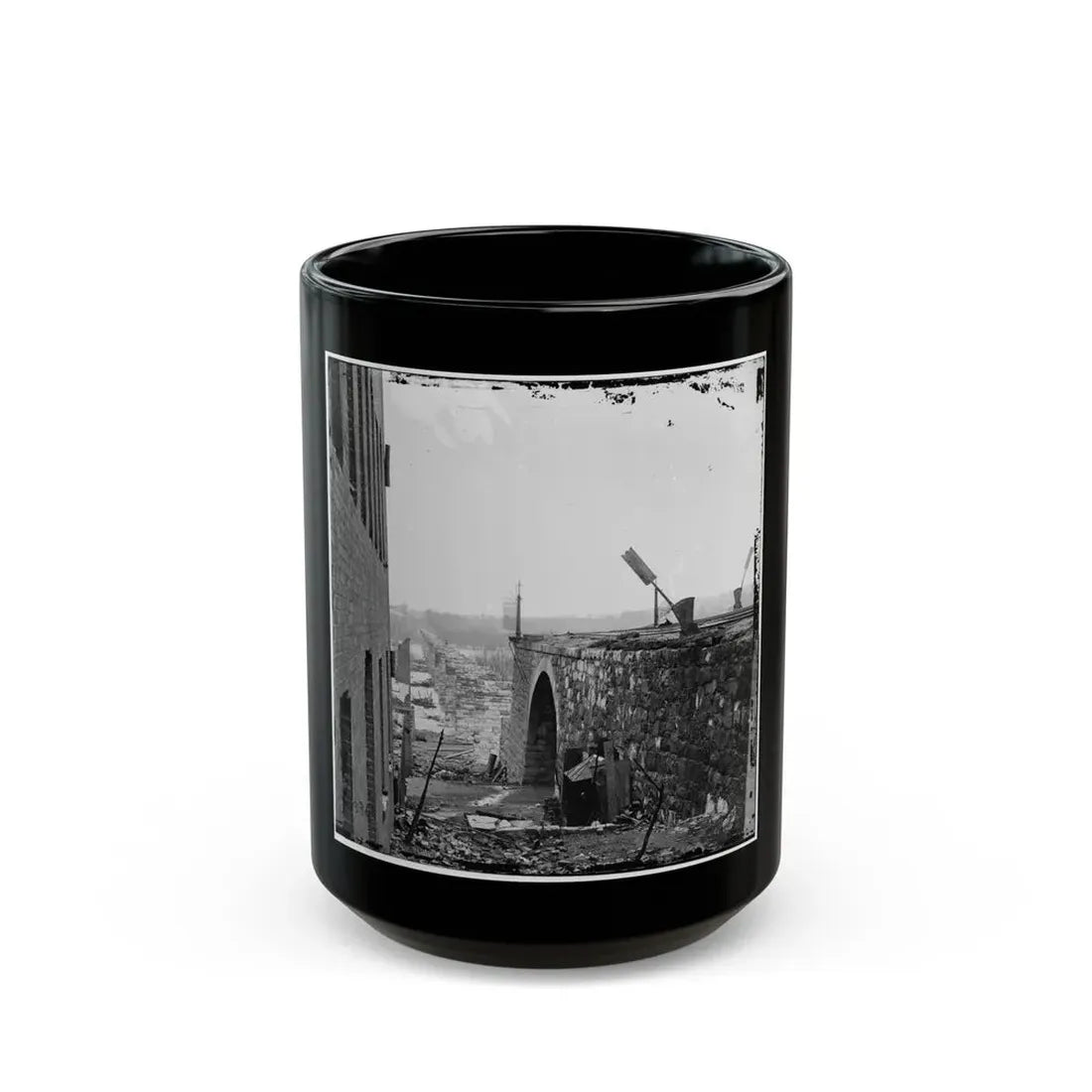Richmond, Va. Ruins Of Richmond & Petersburg Railroad Bridge (U.S. Civil War) Black Coffee Mug 15oz - Go Mug Yourself