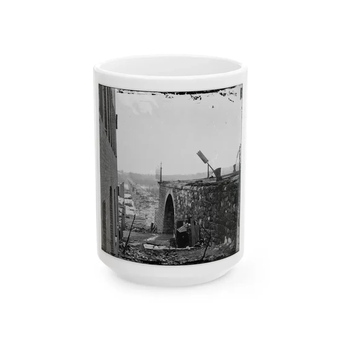 Richmond, Va. Ruins Of Richmond & Petersburg Railroad Bridge (U.S. Civil War) White Coffee Mug 15oz - Go Mug Yourself