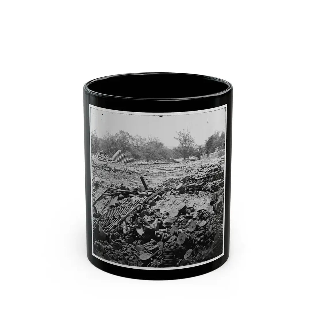 Richmond, Va. Stacked And Scattered Ammunition Near The State Arsenal; Another View (U.S. Civil War) Black Coffee Mug 11oz - Go Mug Yourself