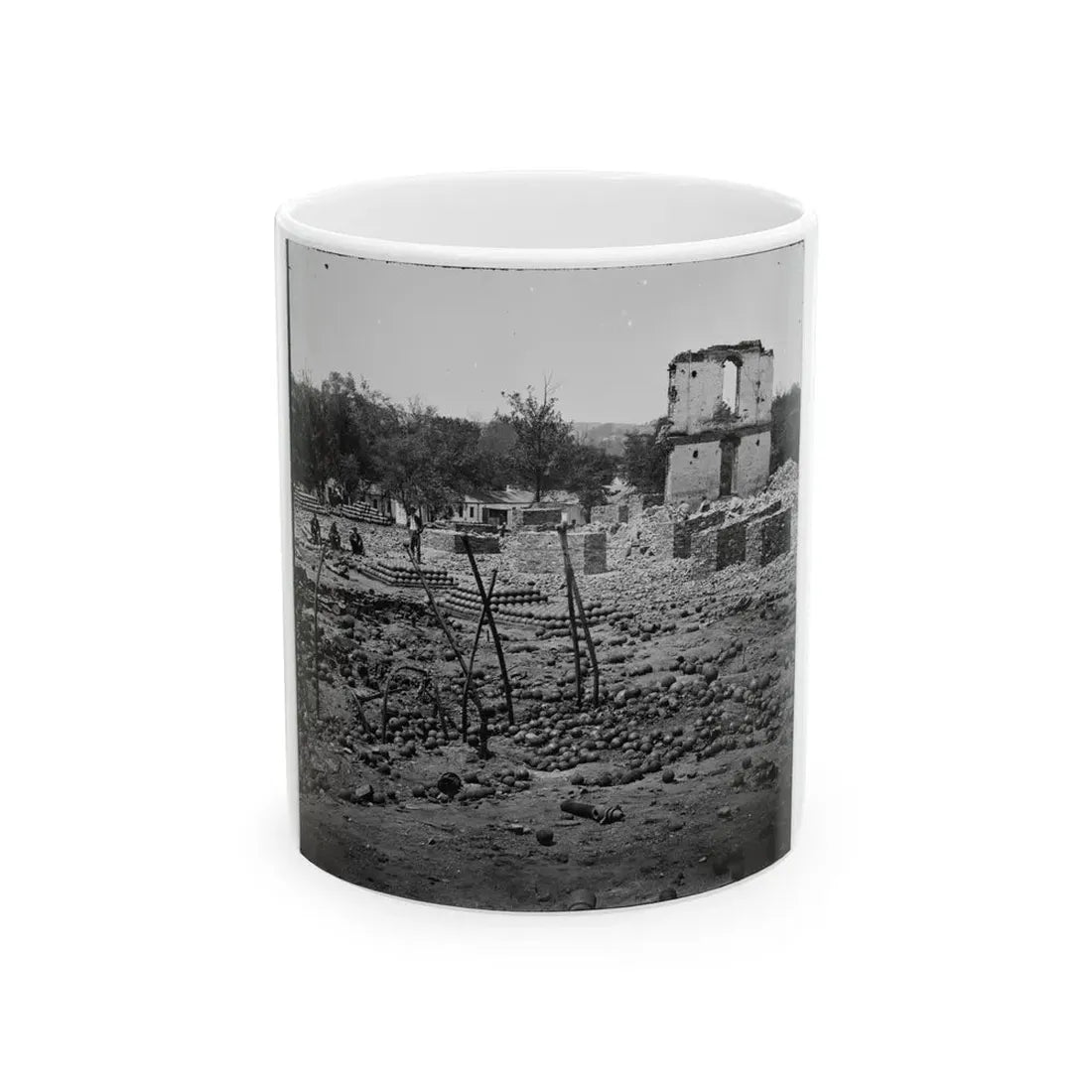 Richmond, Va. Stacked And Scattered Ammunition Near The State Arsenal (U.S. Civil War) White Coffee Mug 11oz - Go Mug Yourself