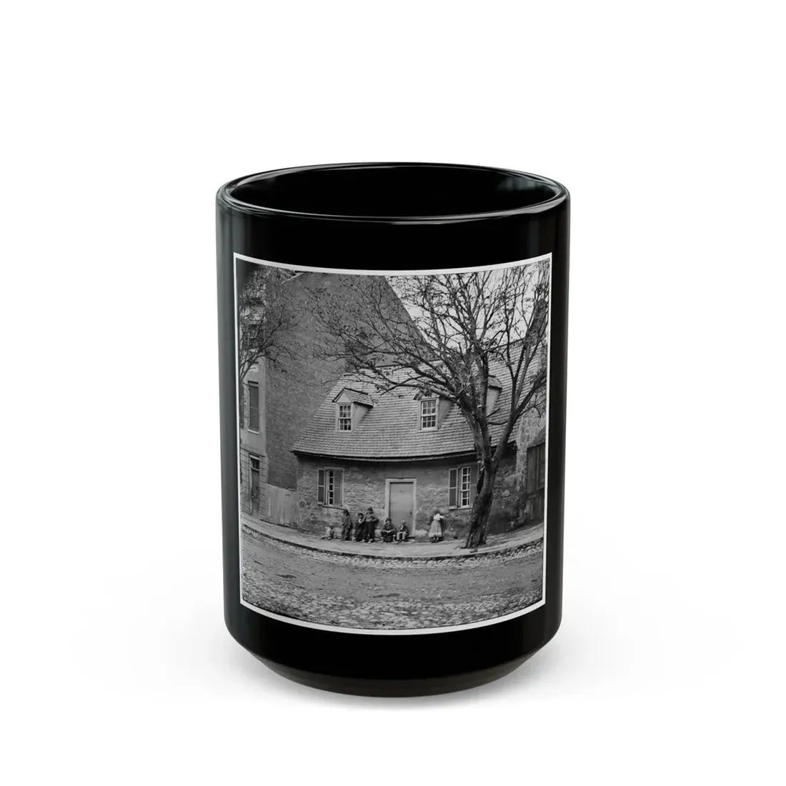 Richmond, Va. The Old Stone House ( Washington's Headquarters,  1916 East Main Street (U.S. Civil War) Black Coffee Mug 15oz - Go Mug Yourself