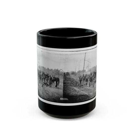 Richmond, Va., Vicinity.  Engineers Building Corduroy Road (U.S. Civil War) Black Coffee Mug 15oz - Go Mug Yourself