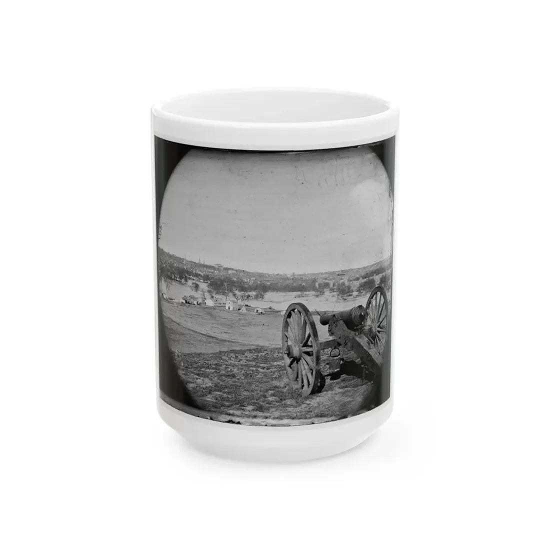 Richmond, Va. View Of City From Belle Isle; Gun In Foreground (U.S. Civil War) White Coffee Mug 15oz - Go Mug Yourself