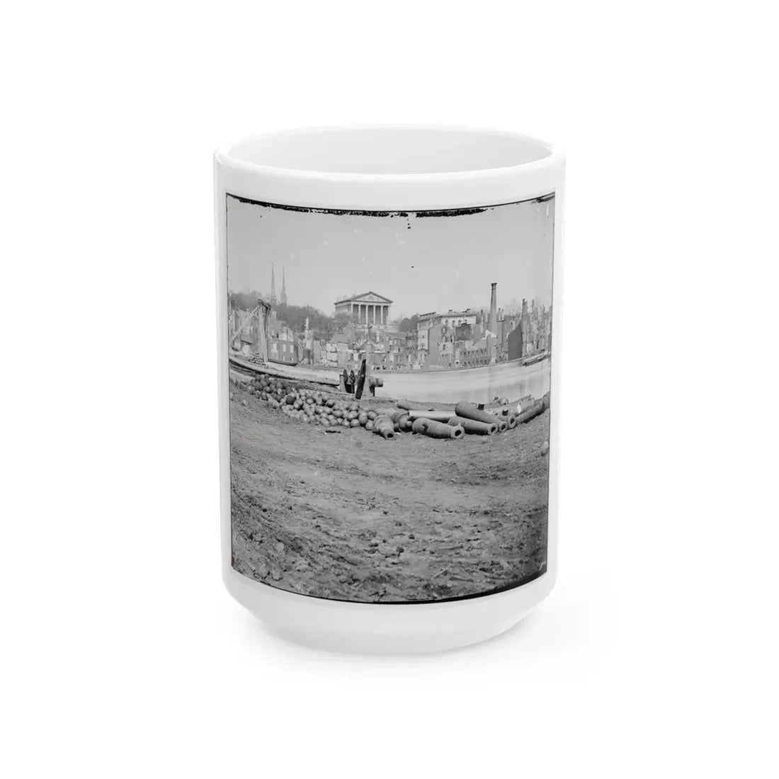 Richmond, Va. View Of The Burned District And The Capitol Across The Canal Basin (U.S. Civil War) White Coffee Mug 15oz - Go Mug Yourself