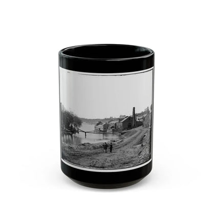 Richmond, Va. View Of The Tredegar Iron Works, With Footbridge To Neilson's Island (U.S. Civil War) Black Coffee Mug 15oz - Go Mug Yourself