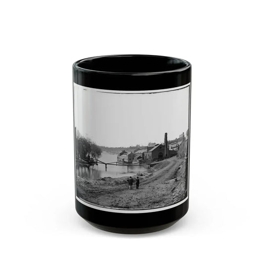 Richmond, Va. View Of The Tredegar Iron Works, With Footbridge To Neilson's Island (U.S. Civil War) Black Coffee Mug 15oz - Go Mug Yourself