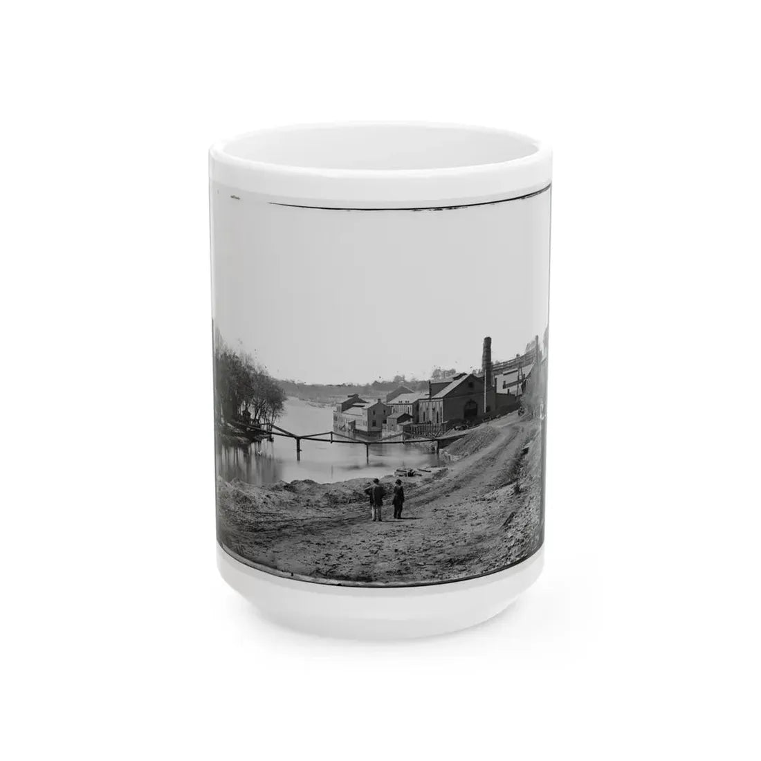 Richmond, Va. View Of The Tredegar Iron Works, With Footbridge To Neilson's Island (U.S. Civil War) White Coffee Mug 15oz - Go Mug Yourself