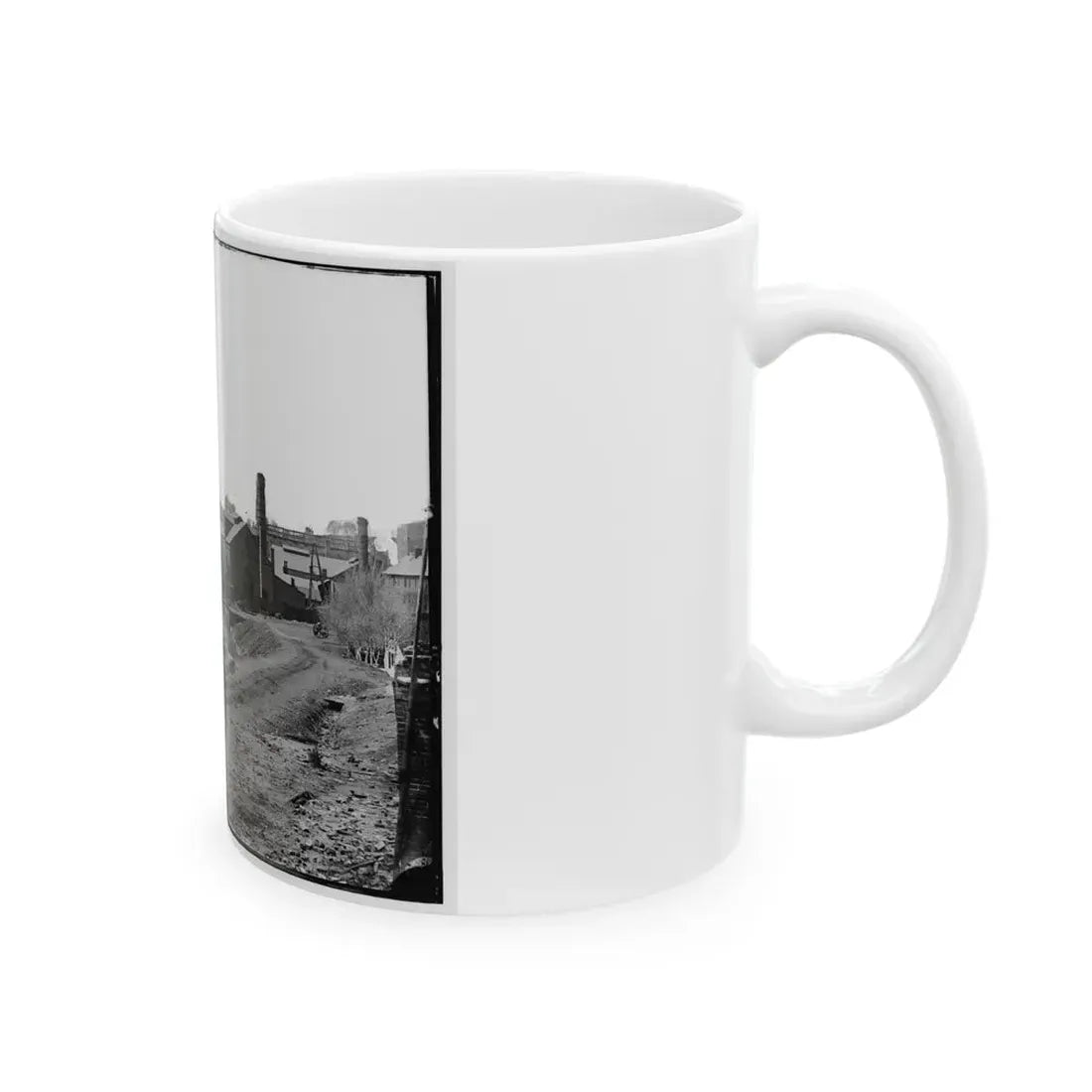Richmond, Va. View Of The Tredegar Iron Works, With Footbridge To Neilson's Island (U.S. Civil War) White Coffee Mug - Go Mug Yourself