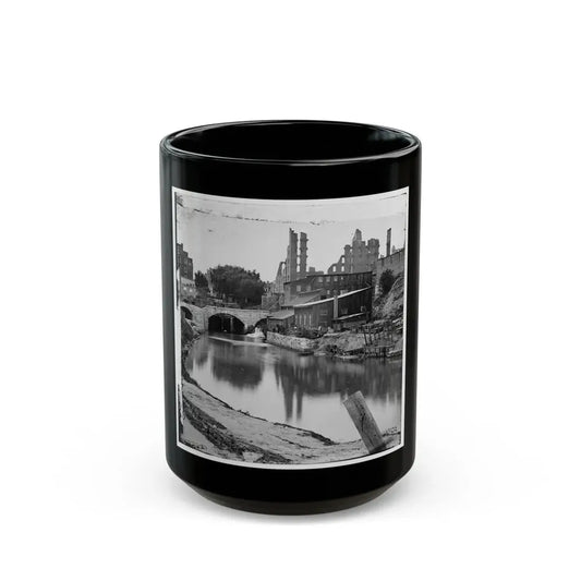 Richmond, Va. View On James River And Kanawha Canal Near The Haxall Flour Mills; Ruins Of The Gallego Mills Beyond (U.S. Civil War) Black Coffee Mug 15oz - Go Mug Yourself