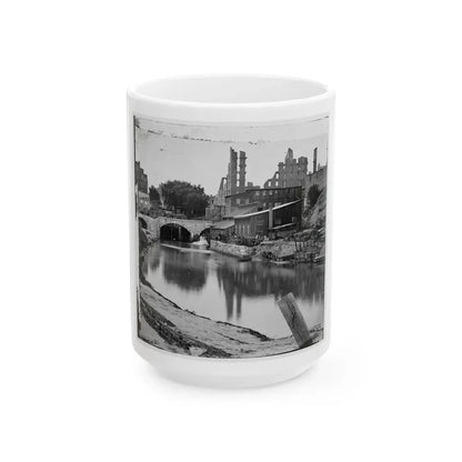 Richmond, Va. View On James River And Kanawha Canal Near The Haxall Flour Mills; Ruins Of The Gallego Mills Beyond (U.S. Civil War) White Coffee Mug 15oz - Go Mug Yourself