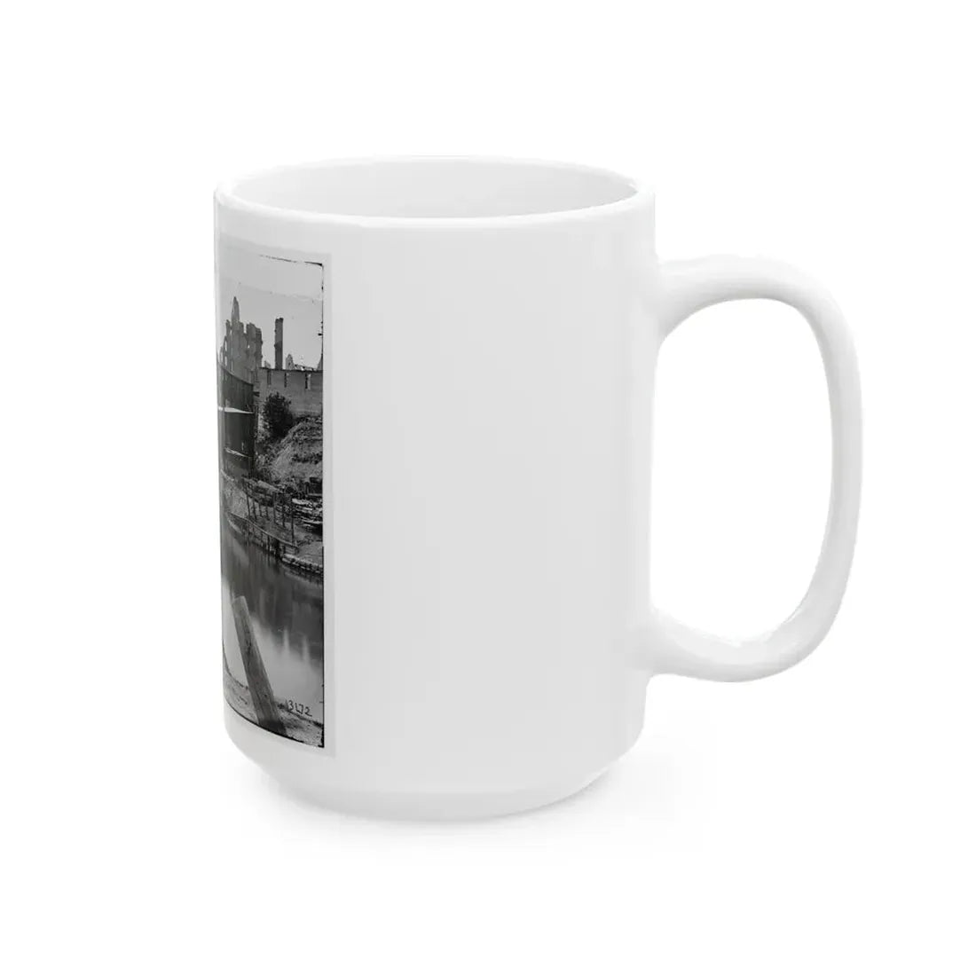Richmond, Va. View On James River And Kanawha Canal Near The Haxall Flour Mills; Ruins Of The Gallego Mills Beyond (U.S. Civil War) White Coffee Mug - Go Mug Yourself