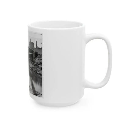 Richmond, Va. View On James River And Kanawha Canal Near The Haxall Flour Mills; Ruins Of The Gallego Mills Beyond (U.S. Civil War) White Coffee Mug - Go Mug Yourself