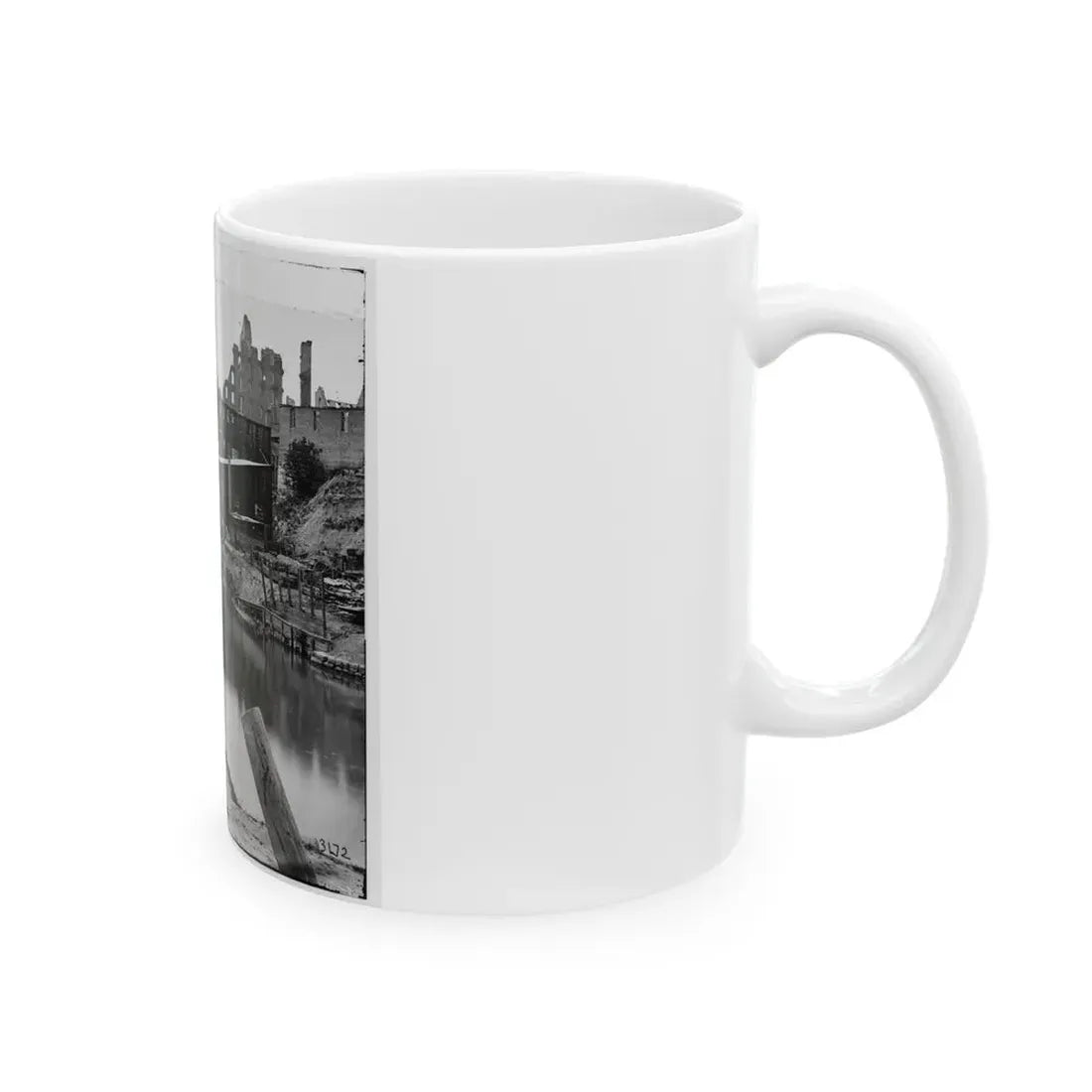 Richmond, Va. View On James River And Kanawha Canal Near The Haxall Flour Mills; Ruins Of The Gallego Mills Beyond (U.S. Civil War) White Coffee Mug - Go Mug Yourself