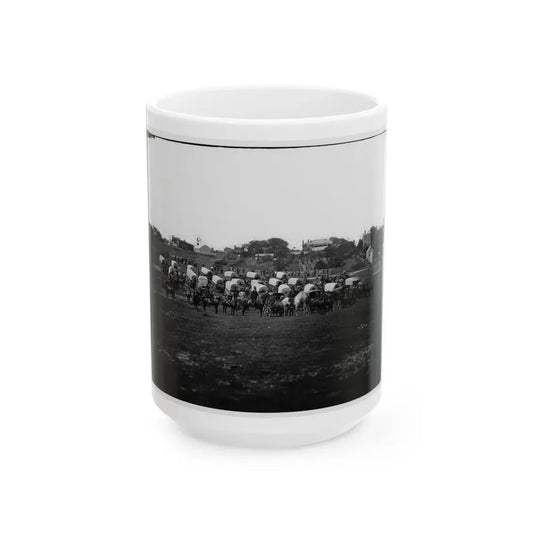 Richmond, Va. Wagon Train Of Military Telegraph Corps (U.S. Civil War) White Coffee Mug 15oz - Go Mug Yourself