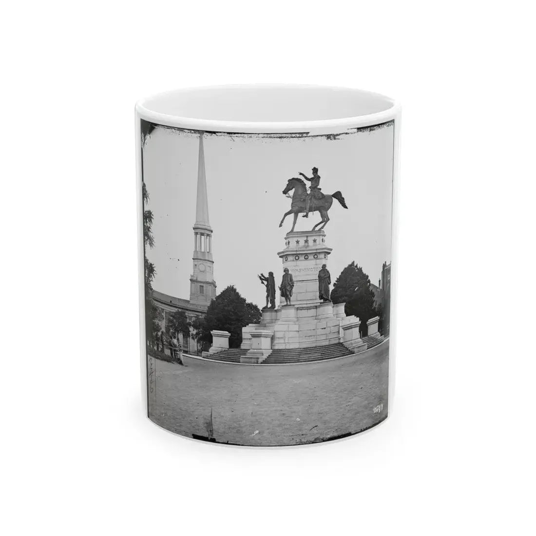 Richmond, Va. Washington Monument; St. Paul's Church In Left Background (U.S. Civil War) White Coffee Mug 11oz - Go Mug Yourself