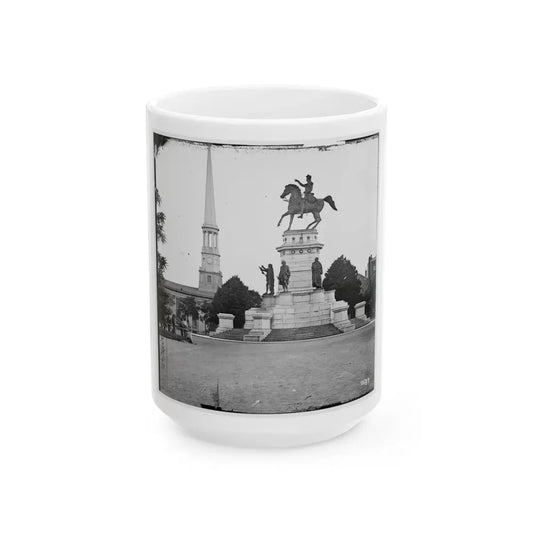 Richmond, Va. Washington Monument; St. Paul's Church In Left Background (U.S. Civil War) White Coffee Mug 15oz - Go Mug Yourself
