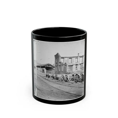 Richmond, Va. Wheels And Burned Railroad Cars Near Richmond & Petersburg Railroad Station (U.S. Civil War) Black Coffee Mug 11oz - Go Mug Yourself