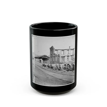 Richmond, Va. Wheels And Burned Railroad Cars Near Richmond & Petersburg Railroad Station (U.S. Civil War) Black Coffee Mug 15oz - Go Mug Yourself