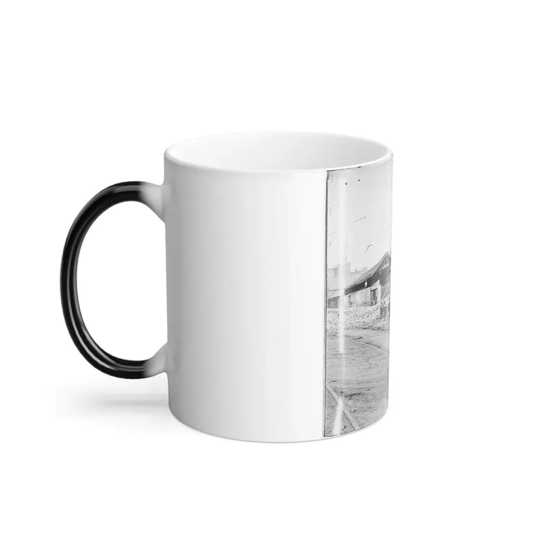 Richmond, Va. Wheels and Burned Railroad Cars Near Richmond & Petersburg Railroad Station (U.S. Civil War) Color Changing Coffee Mug 11oz - Go Mug Yourself