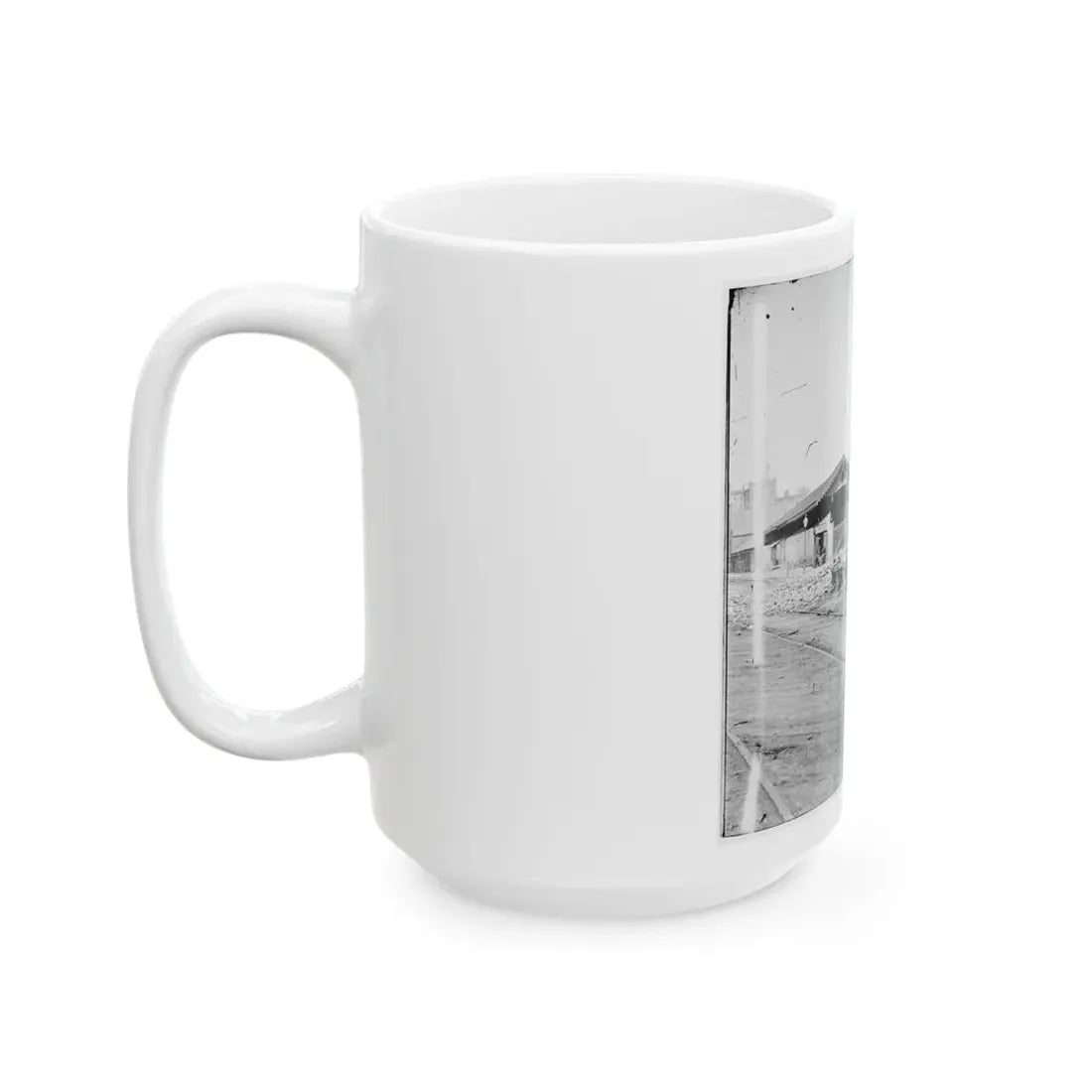 Richmond, Va. Wheels And Burned Railroad Cars Near Richmond & Petersburg Railroad Station (U.S. Civil War) White Coffee Mug - Go Mug Yourself
