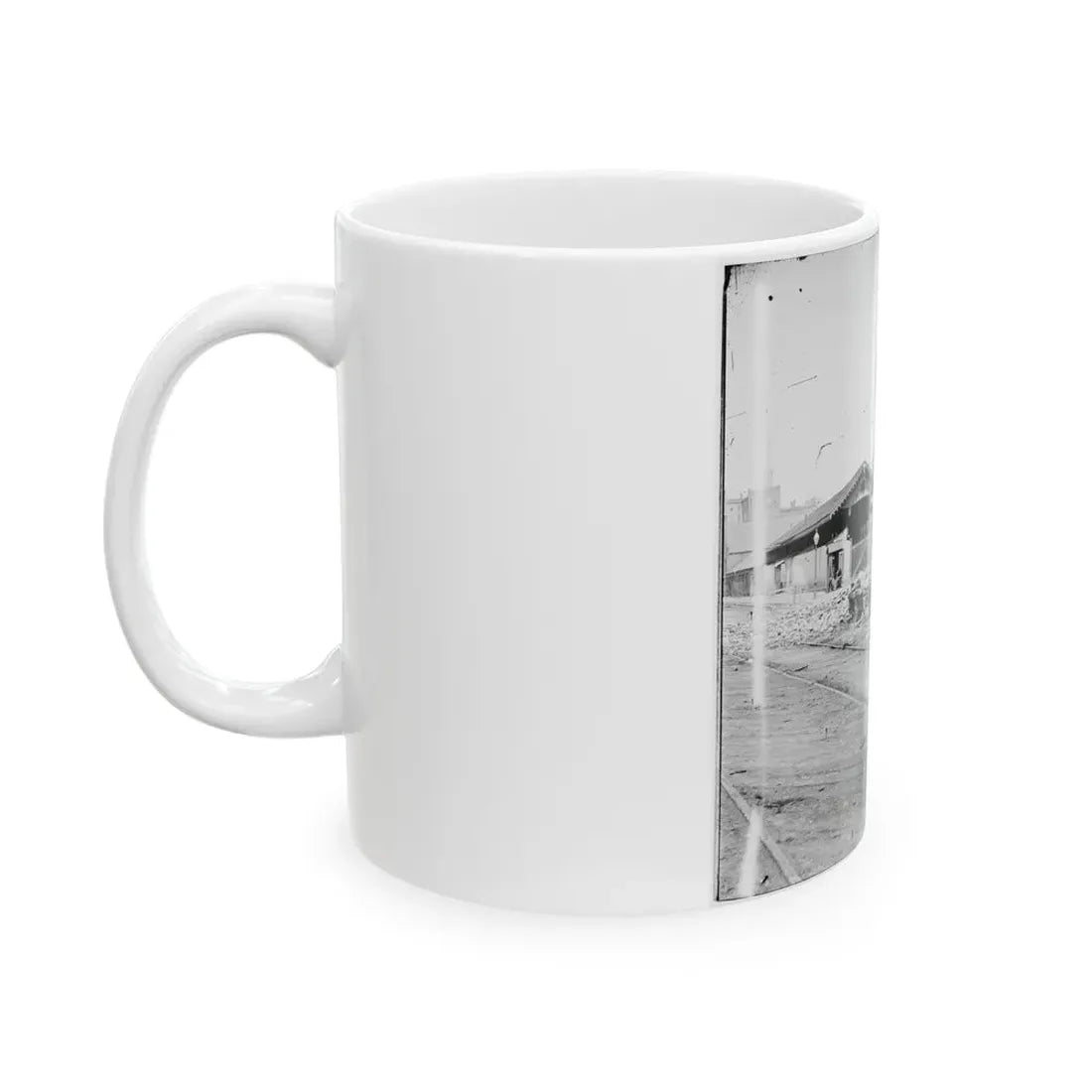 Richmond, Va. Wheels And Burned Railroad Cars Near Richmond & Petersburg Railroad Station (U.S. Civil War) White Coffee Mug - Go Mug Yourself