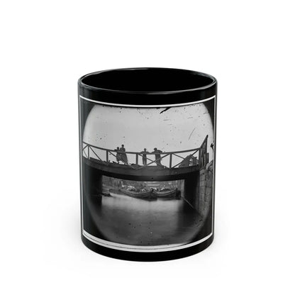 Richmond, Va. Bridge Over The Canal; Barges Beyond (U.S. Civil War) Black Coffee Mug-11oz-Go Mug Yourself