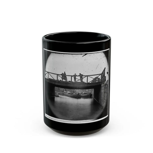 Richmond, Va. Bridge Over The Canal; Barges Beyond (U.S. Civil War) Black Coffee Mug-15oz-Go Mug Yourself