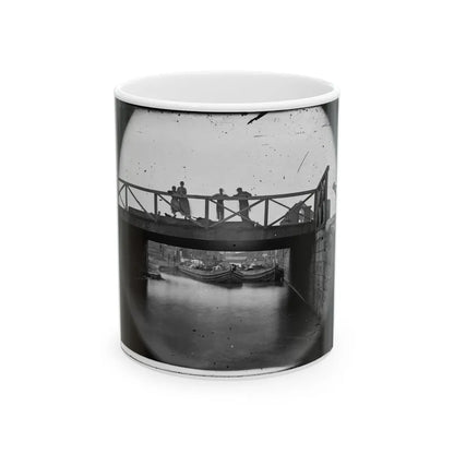 Richmond, Va. Bridge Over The Canal; Barges Beyond (U.S. Civil War) White Coffee Mug-11oz-Go Mug Yourself