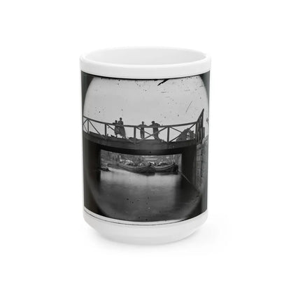 Richmond, Va. Bridge Over The Canal; Barges Beyond (U.S. Civil War) White Coffee Mug-15oz-Go Mug Yourself