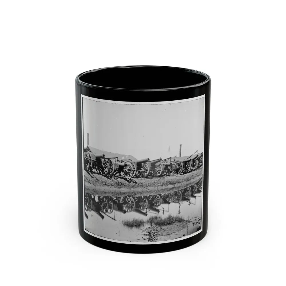 Richmond, Va. Captured Siege Guns At Rocketts; Different View 001 (U.S. Civil War) Black Coffee Mug-11oz-Go Mug Yourself